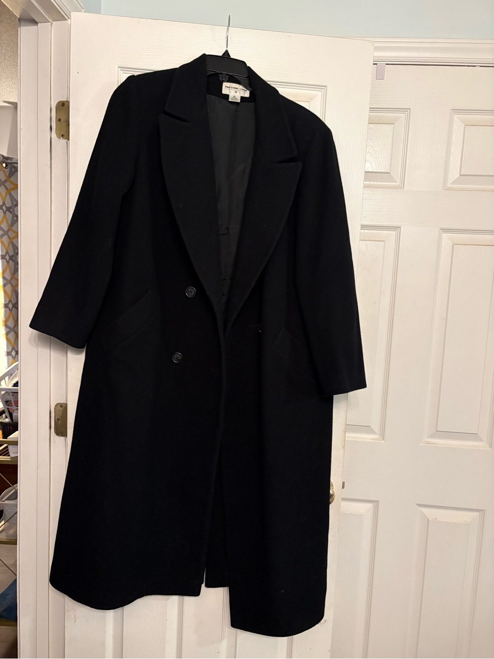 Preston & York Black Long Women's Wool Trench Coat